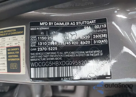 2013 Mercedes-Benz Glk 350 from USA, damaged, VIN WDCGG5HBXDG095820